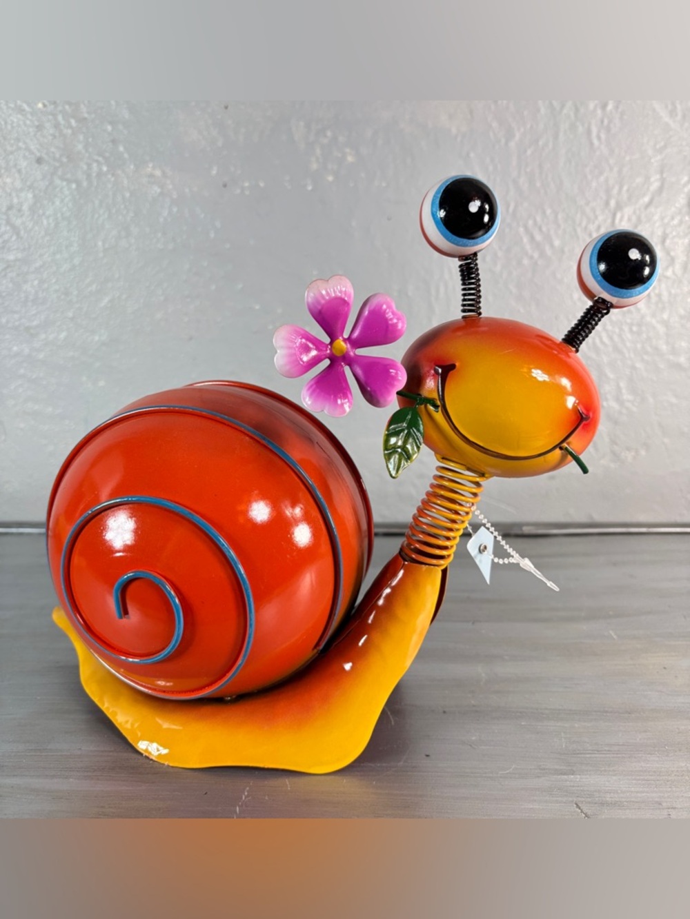 Whimsical Metal Garden Snail with Wobble Head Indoor/Outdoor Medium Size
